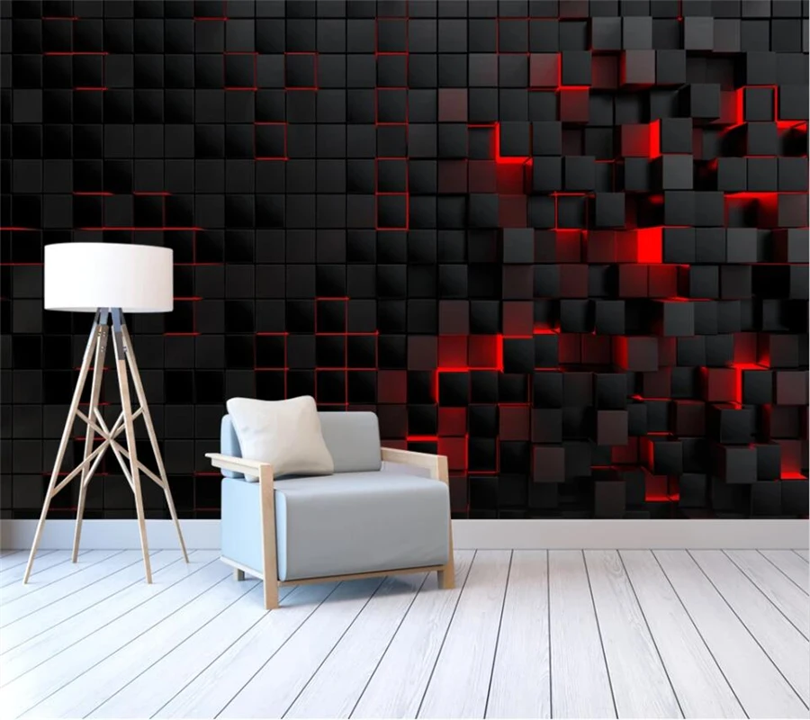 Saját háttérképet cucc de parede négyzet alakú fekete, piros gradiens 3d Обои háttér fal nappali, hálószoba hotel dekoráció фотообои