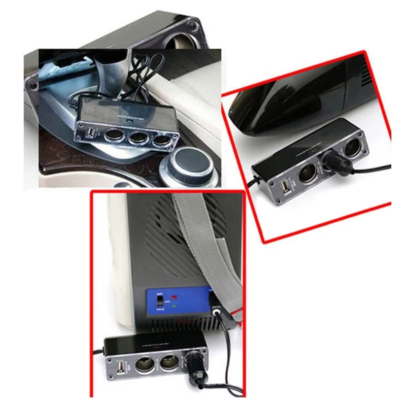 Sokoldalú, 3 utas Autó Aljzat Adapter Elosztó USB Töltő Port Kiterjesztését Csere 12V/24V-os Tripla Tartós