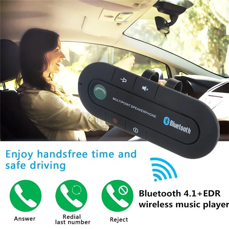 Bluetooth kihangosító Autóskészlet Vezeték nélküli Audio Receiver Hangszóró Telefon, MP3 Lejátszó Napellenző Klip Multipoint zajszűrő