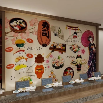 Egyéni Japán Sushi Étterem falmatrica, Dekoráció, Háttérkép, 3D dekoráció Izakaya Freskó cucc de parede otthon dekoráció