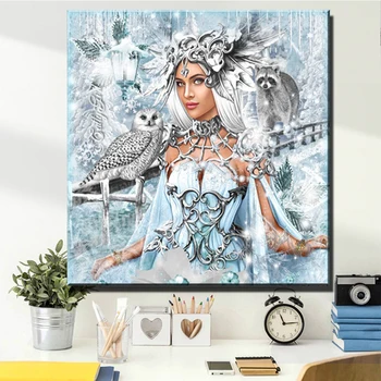 5D DIY Diamond egy Új kép 2022 hóbagoly Nő, Kép, Strassz Teljes Gyémánt-Mozaik Állat Elf Wall Art keresztszemes Készlet