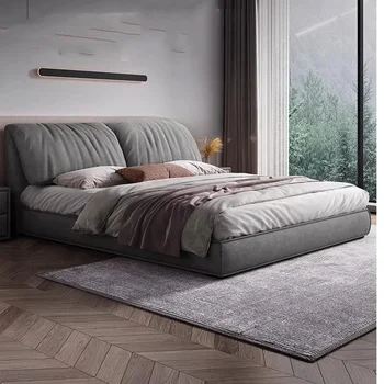 Mester Luxus Ágy Dupla Tervező Egyszerű Ágynemű Király Kétszemélyes Ágy Fejvég Emelet Muebles Para Dormitorio Skandináv Bútor