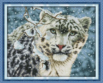 Öröm vasárnap állat stílus Snow leopard bélyegezni, vagy jelezni szövet keresztszemes minta készletek chart