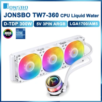 JONSBO TW7-360 Fehér CPU Hűtő 5V/3PIN ARGB Rajongó Folyékony Integrált Radiátor Az LGA2011 115X 1200 1700 AM4 AM5