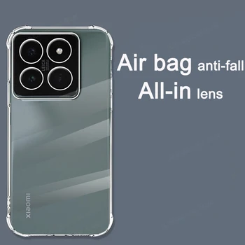A Mi Légzsák Ütésálló Puha Szilikon Telefon Esetében A Xiaomi 14 Pro esetben 5G Tiszta Átlátszó Fedelet 6.73
