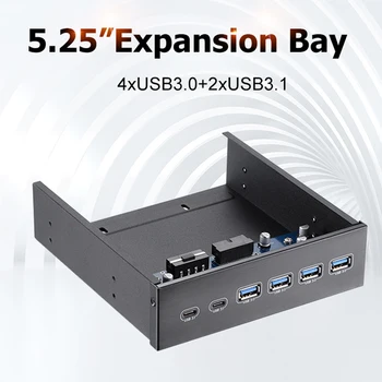 Uneatop 4x USB3.0 + 2 db USB3.1 Számítógép Elülső Panel Tartóval 5.25 a Meghajtó Fokozat
