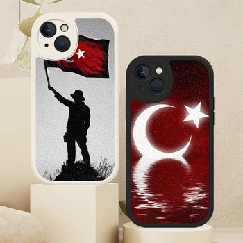 Turkei Törökországi Atatürk Zászló Báránybőr tok iPhone 14 13 11 12 Pro Max Mini 8 7 Plus SE 2020 X XR XS MAX Puha Zsák