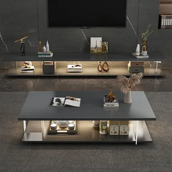 Modern Stílusú Akril Design Dohányzóasztal Egyszerű Téglalap Fekete Luxus Oldalsó Asztal Esztétikus Tervező Arredamento Otthon Bútor