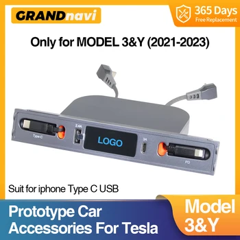 USB Hub Hordozható Center Dokkolóegység Multi-Port Autós Töltő C-Típusú Pd Visszahúzható Kábel Tesla 2021 2022 2023 Modell 3/Y