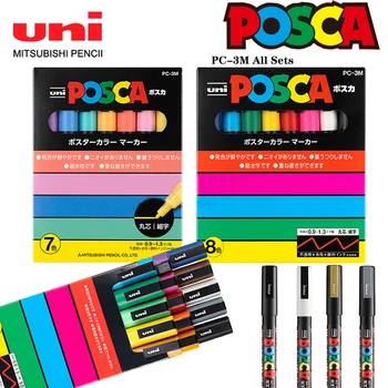 UNI POSCA Jelölő Toll Teljes Készlet PC-3M Reklám, Plakát, Graffiti Megjegyzés Toll Festmény, Kézzel festett Művészeti Kellékek Rotualdores Manga