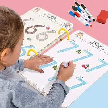Varázslatos Nyomon Munkafüzet Montessori Könyvek Gyerekeknek Toll Ellenőrzési Képzés Újrafelhasználható Kalligráfia Füzetem Gyerekek Oktatási
