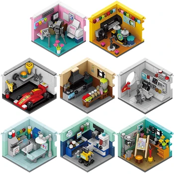 A Modern Város Street View Mini Stúdió Mikro-Architektúra Modell Építőkövei Szoba Készletek Tégla Modell Össze A Gyerekek Játékok, Ajándékok