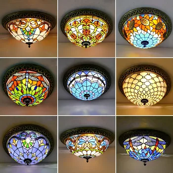 Tiffany Lámpa Retro török Mennyezeti lámpa Art Deco Mennyezeti Világítás Vintage Plafonról Lógó Lámpa Nappali Hálószoba Lámpa