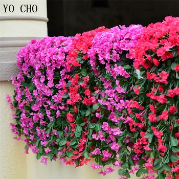 YO CHO Violet Mesterséges Virág Dekoráció Szimuláció Valentin Napi esküvő Falra Kosár Virág, Orchidea Selyem hamis Virág