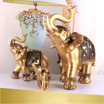 Arany Elefánt Szobor Új Feng Shui Gyanta, Szerencse, Vagyon, Kézműves Állat Elefántormány-Szobor Dísztárgy