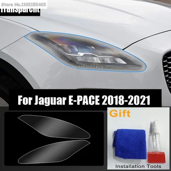 A Jaguar E-TEMPÓT 2018-2021 Eredeti Autó TPU Fekete Árnyalat Átlátszó Első Fényszórók, Fényszóró Védő Fólia Tartozékok 2DB