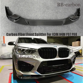 A BMW X3M X4M F97 F98 3D-s Stílus, Kiváló Minőségű, Valódi szénszál / FRP karosszéria Készletek Első Lökhárító Ajak Splitter 18-21