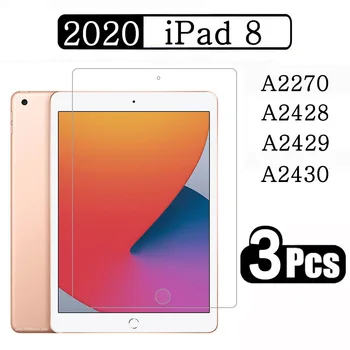(3 Csomag) Edzett Üveg Apple iPad 8 10.2 2020 8 Generációs A2270 A2428 A2429 A2430 Lefedettség Tablet, a Képernyő Védő Fólia