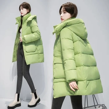 Téli Le Pamut Hó Kabát Női Anorák 2023 Új Sűrűsödik Laza Kapucnis Kabát, Közepes Hosszúságú Alkalmi Kabát, Meleg Női Zubbonyok