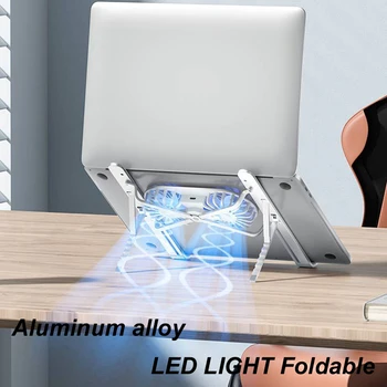 Fém Alumínium Ötvözet, 2 Hűtő Ventilátor Tartó Összecsukható Jogosultja Állni Íróasztali Led Lámpa PC Tablet 13-21 Cm Laptop Notebook Macboo