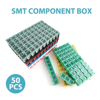 50Pcs SMT SMD Elektronikus Alkatrész Tároló Dobozok Elektronikus Esetében Készlet Mini Storage Alkatrészek Önálló rögzítő Csat Dobozok