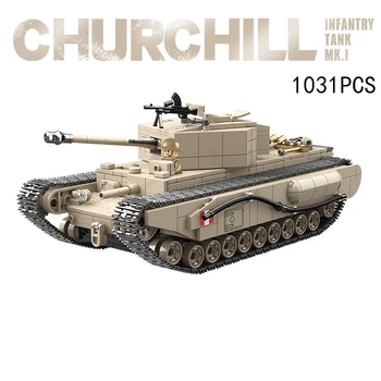 Katonai Tégla WW2-Britannia Churchill MK1 Tartály Batisbricks Építeni Blokk Jármű világháború Anglia Hadsereg Számok Játékok Fiú Ajándék