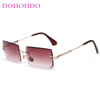 DOHOHDO 2024 Új Vintage Téglalap Napszemüveg A Férfiak a Nők Keret nélküli Tér napszemüvegek Női Divat Fokozatos Retro napszemüvegek