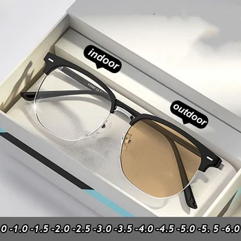 Ultrakönnyű Fél Keret Photochromic Mínusz Szemüveg Luxus Női Rövidlátás Kész Szemüveg Optikai Receptet Szemüveg Dioptria