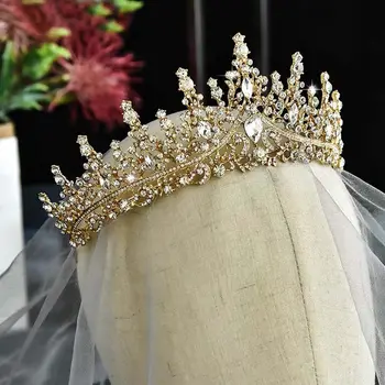 Alufelni Gyémánt Korona Lány Strasszos Fejpánt Esküvői Ékszerek Menyasszonyi Korona Nők Tiara Koreai Stílusú Menyasszonyi Fejfedőt
