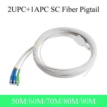 Száloptikai Vezeték 3-Core 2UPC+1APC SC Optikai Kábel Beltéri Egyetlen mód Simplex Patch Kábel 50M/60M/70M/80M/90M Pigtail