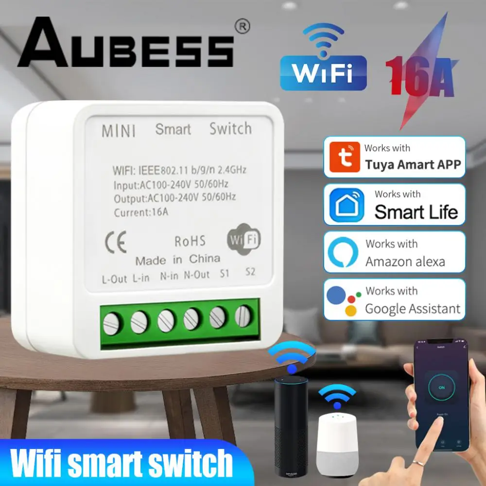 1~10DB Tuya 16A MINI Wifi Kapcsoló, 2-utas Távirányító Időzítő Relé Automatizálás Az Intelligens Élet Ellenőrzési Munka Alexa
