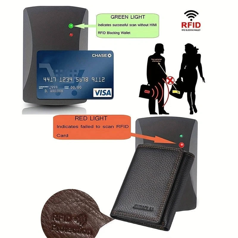 Férfi Tri-Fold Mini RFID Tárca a Férfi Valódi Bőr Pénztárca Hitelkártya Birtokos