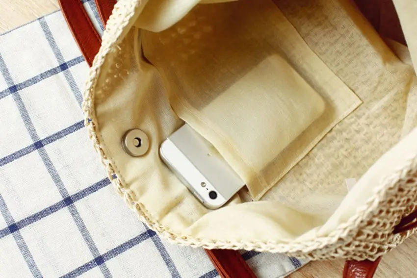 Az új szivattyú váll szőtt táska koreai divat szalma zsák utazási strand táska csat táskák