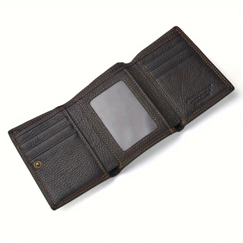 Férfi Tri-Fold Mini RFID Tárca a Férfi Valódi Bőr Pénztárca Hitelkártya Birtokos